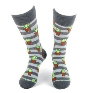 Gray Cactus Patterned Socks